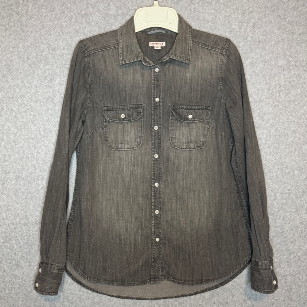 Merona‎ Women’s Gray Denim Shirt Size Small